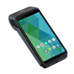 Terminal de paiement Android élégant avec écran tactile et capteur NFC pour paiements sans contact.
