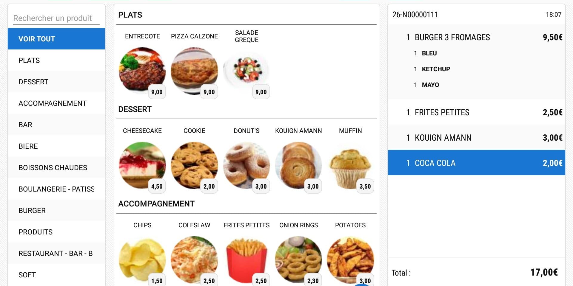 application caisse Commercill ECRAN SAISIE NOTE sur Tablette Android
