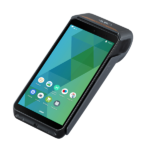 Terminal de paiement Android moderne avec écran tactile, lecteur de carte et design élégant.