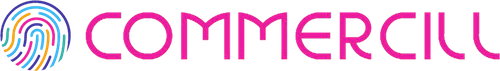 Logo circulaire multicolore et typographie fuchsia symbolisant innovation, créativité et modernité.