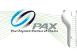 Terminaux de paiement PAX modernes avec logo et slogan sur fond clair professionnel.