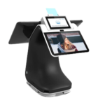 Caisse tactile PAX E800 noire avec double écran et terminal de paiement intégré élégant