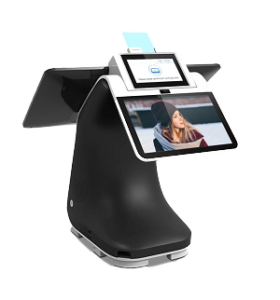 Caisse tactile PAX E800 noire avec double écran et terminal de paiement intégré élégant
