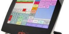 Terminal tactile POS KSD moderne avec écran couleur et clé de sécurité pour commerce.