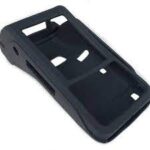 Housse de protection antichoc en silicone noir pour terminal portable professionnel robuste.