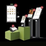 Bornes tactiles de commande et paiement pour restaurants modernes, affichant menus numériques interactifs.