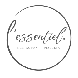 Logo raffiné du restaurant-pizzeria L’Essentiel, cuisine française authentique et moderne.